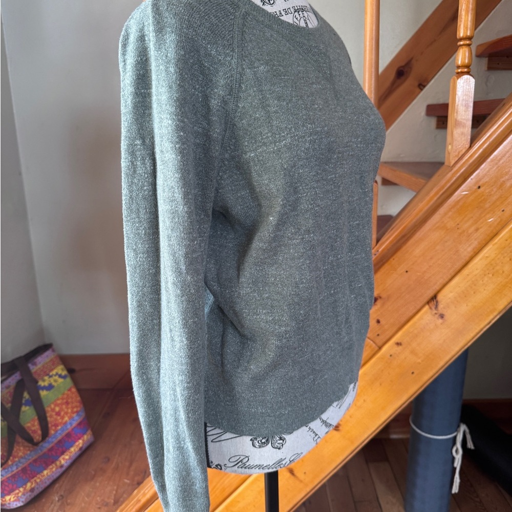 L.L. Bean Women's Organic Cotton Crew Neck Slub Sweater in Sea Green - Picture 4 of 9